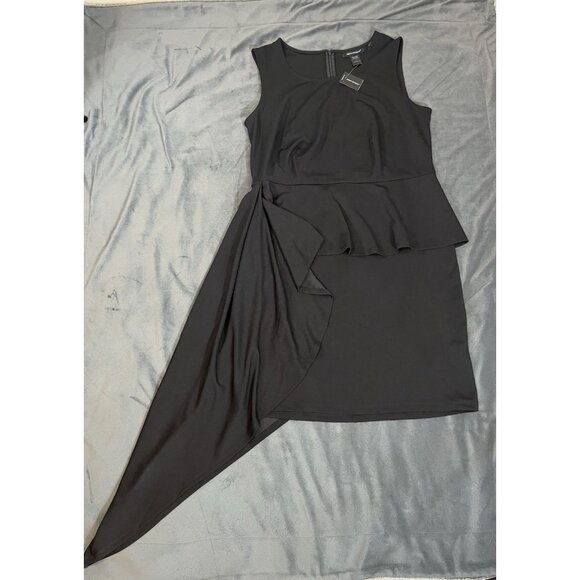 Ashley Stewart Asymmetric Peplum Black Dress - Picture 6 of 16